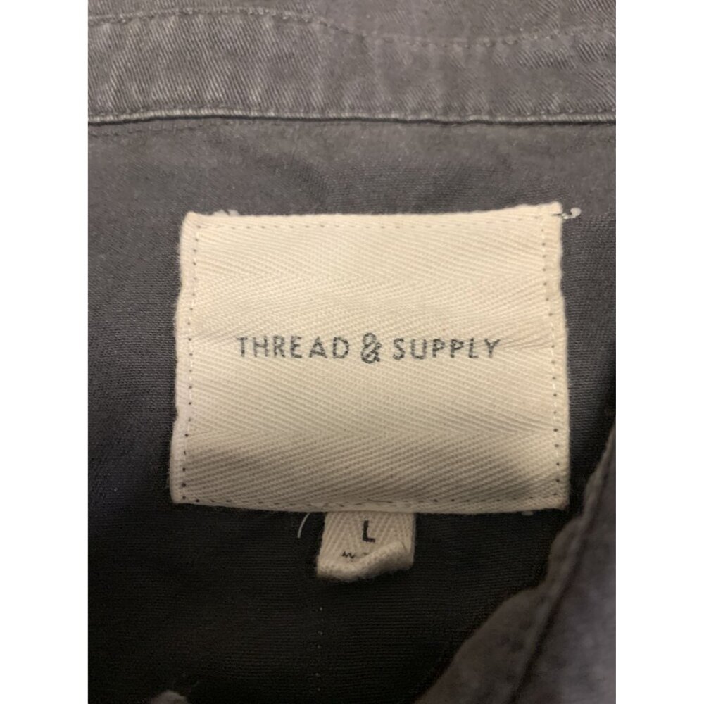 Thread & Supply L Gray Button Up Shacket Aztec Knitted Sleeves 4 Pockets - Picture 4 of 8